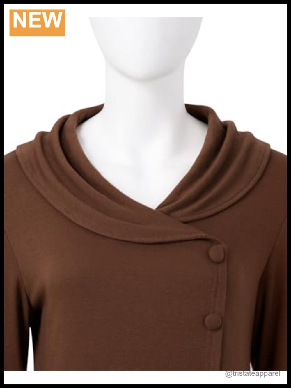 Women's Long Sleeve Tunic Sweatshirt Cotton Polyester Spandex Casual Pullover - Picture 2 of 6